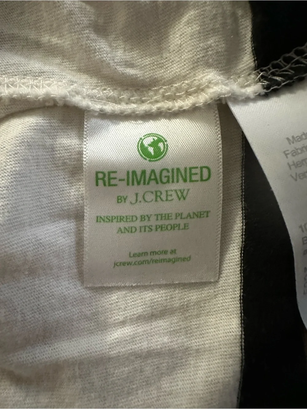 J.Crew Re-Imagined Women’s XL Striped Long Sleeve Pocket Tee White Black Tan